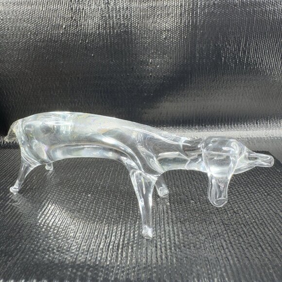 Vintage Clear Hand blown Art Glass Dachshund Wiener Dog Figurine Delicate Figure - Picture 11 of 11